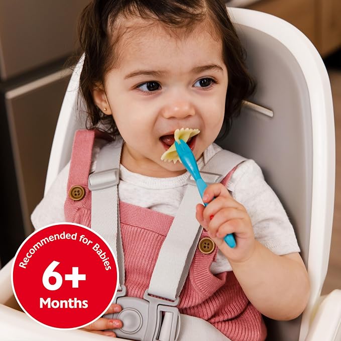 NUK Pretensil Dipper Spoon & Fork Set, Baby & Toddler Self-Feeding Utensils - Image 2