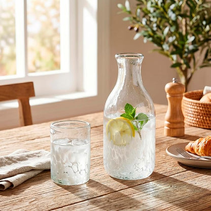 NOVICA Artisan Handblown Recycled Glass Carafe Cup in White Clear Mexico - Image 2
