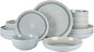 Gibson Elite Juno Moon 16-Piece Reactive Blue Double Bowl Dinnerware Set – Durable Stoneware Plates and Bowls