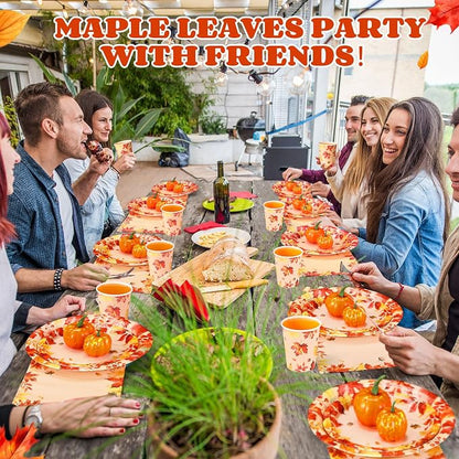 Funnymoom 250 Pcs Fall Thanksgiving Party Decorations Serves 50 | Plates - Image 4