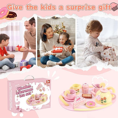 Tea Sets for Toddlers 3-5 Wooden Tea Party Set Toys for 3 Year Old Girls | Tea - Image 6