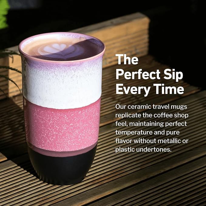 NOVA CERAMICS Coffee Travel Mug – Reusable Coffee Cup – Microwave & Dishwasher - Image 4