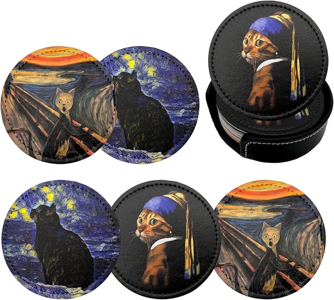 Cat Art Coasters for Drinks by Unknown