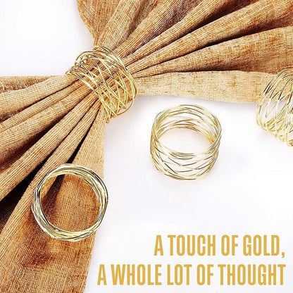 Gold Napkin Rings Metal Napkin Ring Set of 12 Napkin Holder - Image 4