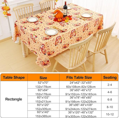 Smiry Fall Rectangle Table Cloth, Waterproof Vinyl Tablecloth with Flannel Backing, Wipeable Autumn Pumpkin Truck Plastic Tablecloths for Harvest and Thanksgiving Parties, (60"x140", Yellow)