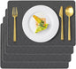 Vinyl Placemats Set of 4 Faux Leather 100% Waterproof Wipeable Washable Place Mats Heat Resistant Easy Clean Non-Slip Table Mats for Indoor Outdoor. (4,Gray)