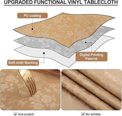 Smiry Rectangle Table Cloth, Waterproof Heavy Duty Vinyl Tablecloths, Wipeable Washable Table Cover for Kitchen and Dining Room (Brown, 60" X 84")