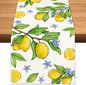 Summer Amalfi Coast Lemon Fruit Table Runner Green Leaves Burlap Table Runners by BEAUTYROMANCEFORYOURLIFE