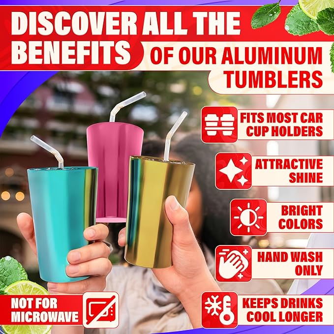 Retro Style Aluminum Cups 15 oz Set of 6 - Image 4