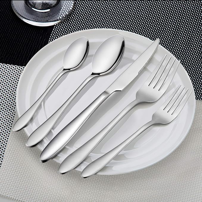LIANYU Silverware Set 20-Piece, Stainless Steel Flatware Utensils Set Service - Image 2