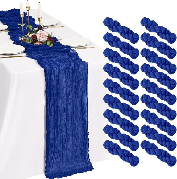 18 Pack Cheesecloth Table Runner 10FT Royal Blue Table Runner Boho Gauze Cheese by Showgeous