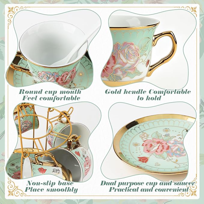 20 Pcs Porcelain Tea Set, European Ceramic Adult Tea Service Set - Image 4