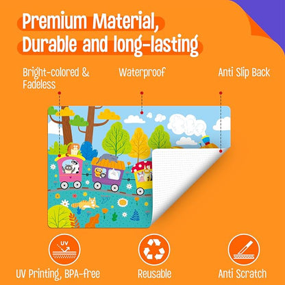 6 Pack Placemats for Kids, Non-Slip Washable Dining Mats, Reusable Cat-Themed - Image 2