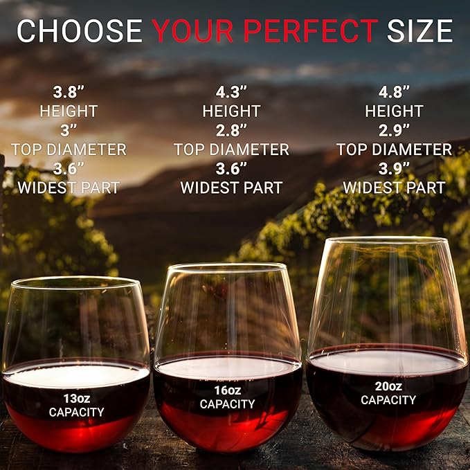 Unbreakable Stemless Plastic Wine Glasses | Reusable | Shatterproof 100% Tritan Plastic | Dishwasher-Safe | BPA-free | Awesome for Indoor & Outdoor | 20 oz, Set of 8
