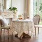 jinchan Taupe Farmhouse Floral Linen Square Table Cloth 52 x 52 Inch | Timeless by JINCHAN