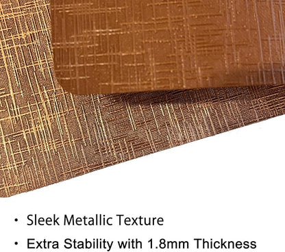 Faux Leather Placemats, Dual‑Sided Non‑Slip Vinyl Placemats, Washable Table Mats, Wipeable Metallic Dining Mats for Kitchen and Dining (Brown, Set of 6)