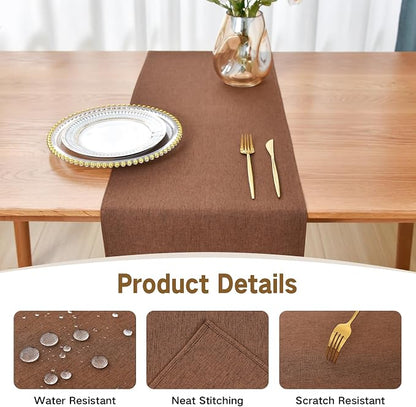 Faux Linen Table Runner Water Resistant 13 x 48 in, Coffee Table Runner - Image 3