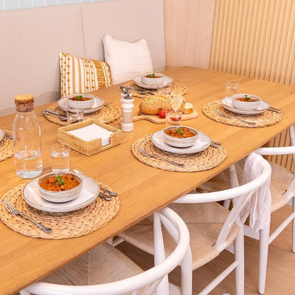 YANGQIHOME 6 Pack, Round Woven Placemats, Natural Water Hyacinth Wicker Place - Image 2