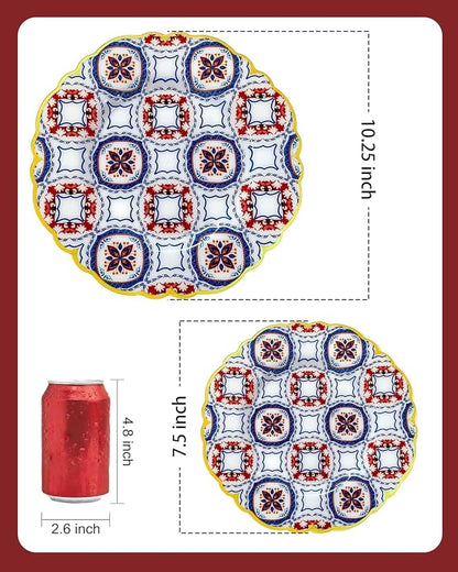Morejoy 60pcs Floral Plastic Disposable Plates Set - Image 3