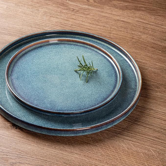 AmorArc Ceramic Dinnerware Sets for 4,Round Reactive Glaze Stoneware Plates and Bowls Set,Highly Chip and Crack Resistant Dishware | Dishwasher & Microwave Safe Dishes Set,Service for 8 (24pc)