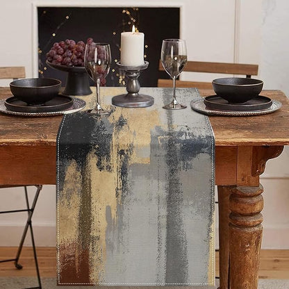 Emvency Table Runner, 13x72 Inch, Abstract Modern Gold | Textured Artistic by Emvency