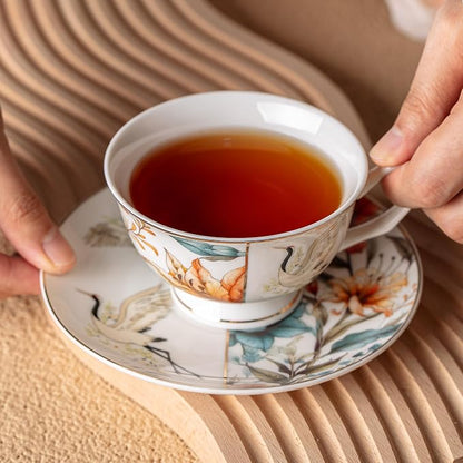 BTaT- Floral Tea Cups and Saucers Set of 4, Porcelain Tea Cup Sets - Image 5