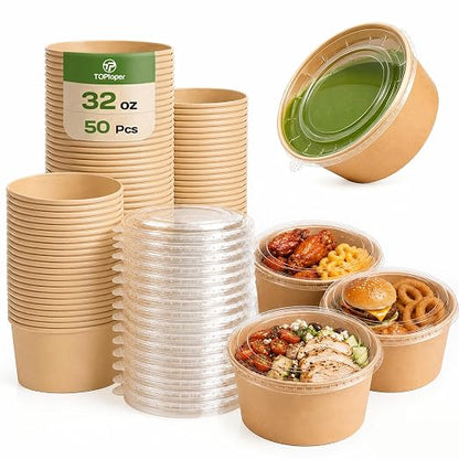 TOPtoper 50 Pcs 32 Oz Large Paper Bowls by TOPtoper