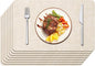 Maxpearl Faux Leather Placemats Set of 8 – Waterproof, Wipe Clean, Heat Resistant, Non-Slip Dining Table Mats for Indoor & Outdoor Use, 17”×12”, Beige