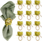 Handcraft Green Flower Napkin Rings Set of 12, Peony Napkin Holder Floral Rings by FEKIDO