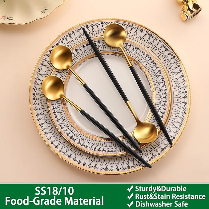 DEHOV 7.95 Inches Satin Gold SS18/10 Long Stirring Spoons - Image 3
