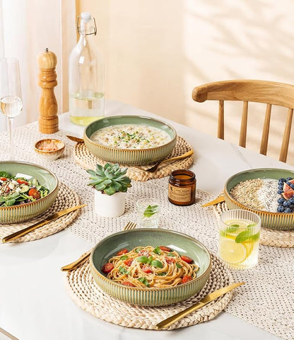 8.5" Ceramic Pasta Bowls Set of 4, Salad Bowls | Versatile Serving Bowls - Image 7
