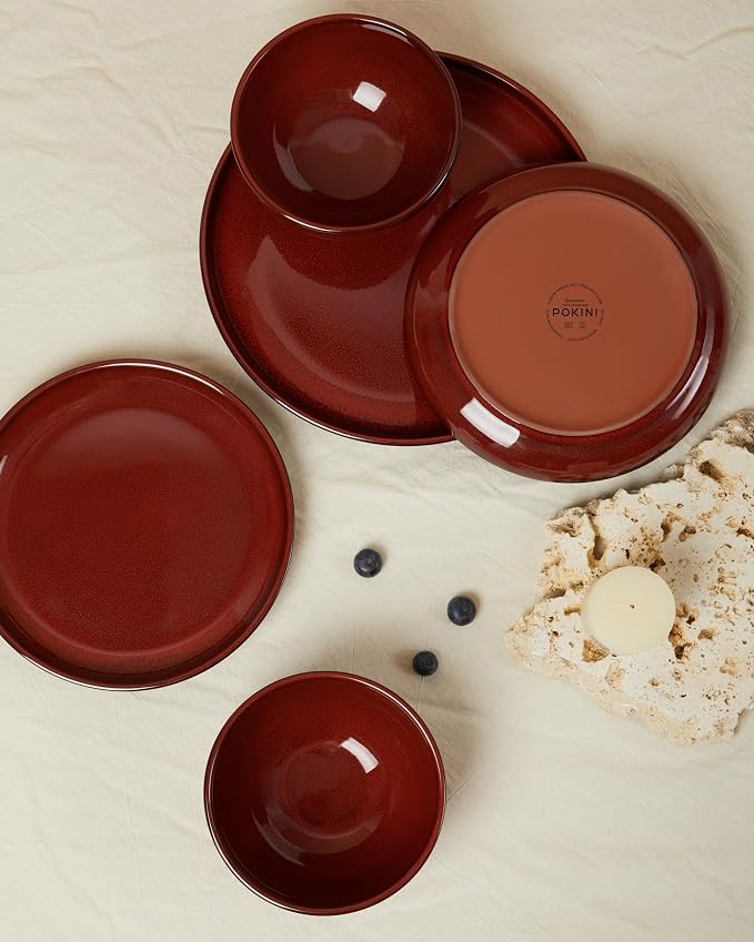 Santorini Mist Terracotta Reactive Glaze Plates and Bowls Sets, Stoneware - Image 3