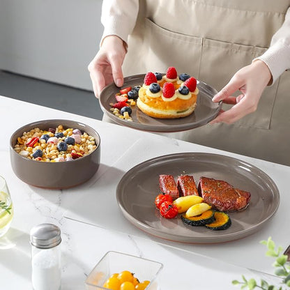MALACASA Plates and Bowls Sets, 24 Pieces Modern Ceramic Dinnerware Set - Image 6
