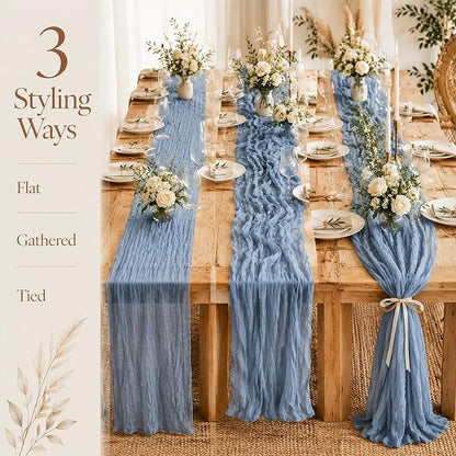 10 Pack Dusty Blue Table Runner 10FT Gauze Cheesecloth Table Runner | 21x120 - Image 4
