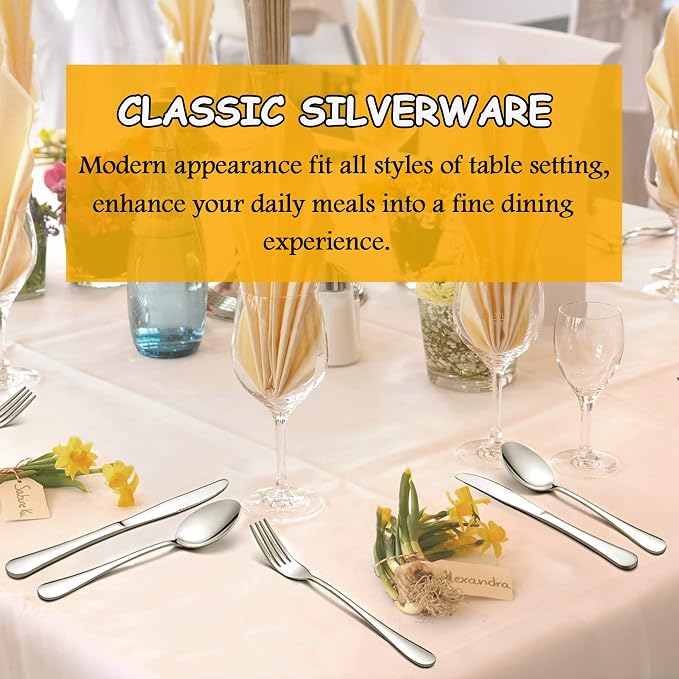 LIANYU 60 PCS Silverware Set for 12, Stainless Steel Cutlery Set | Flatware Set - Image 6