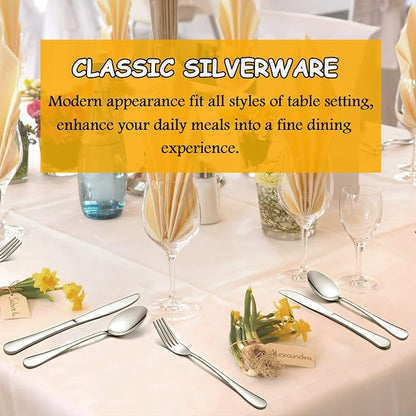 LIANYU 60 PCS Silverware Set for 12, Stainless Steel Cutlery Set | Flatware Set - Image 6