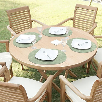 ADRIMER Placemats, Heat Resistant Oval Placemats Set of 8 Washable 12 x 17 Inch, Waterproof Table Mats, Wipeable Pu Place Mats for Kitchen, Dining Room, Green