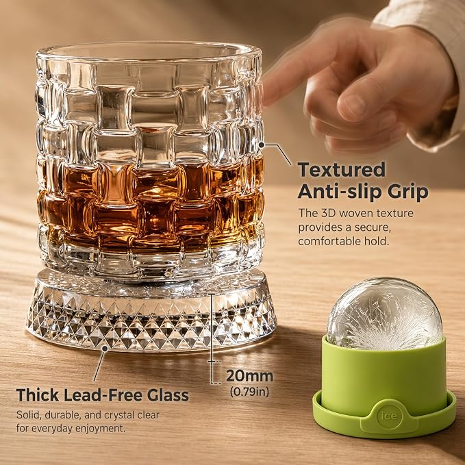 360° Rotating Whiskey Glasses Set of 2, Vintage Crystal Tumblers - Image 6