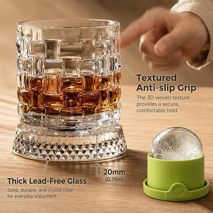 360° Rotating Whiskey Glasses Set of 2, Vintage Crystal Tumblers - Image 6