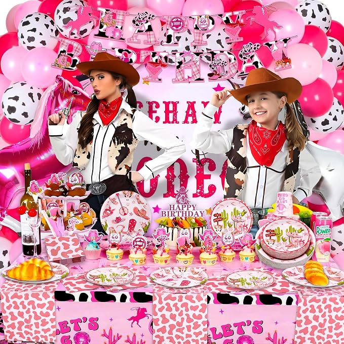 180PCS Cowgirl Paper Plates and Napkins Party Supplies Serve 60 | - Image 7