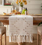 Boho Table Runner 13 x 60 Inch Long Natural Cotton Woven Runner by Caflife