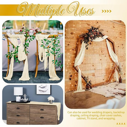 25 Pack Ivory Table Runner 17 x 108inch Cheesecloth Table Runner Boho Gauze - Image 5