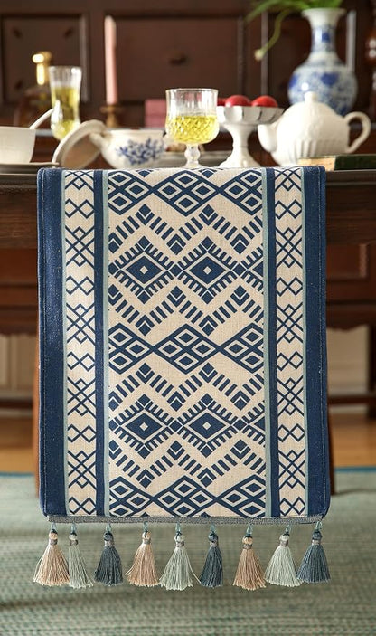 bilin gaier Chinoiserie Blue Stripe Cloth Runner - Image 7