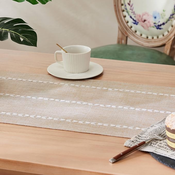 Braided Farmhouse Table Runner, Braided Taupe 13x48 Inch, Cotton Linen Table - Image 5