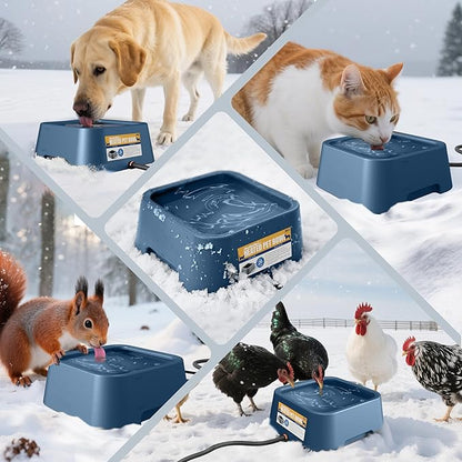 Heated Water Bowl for Dogs & Cats, 3.5L/120oz Large Heated Dog Bowl for Pets, Livestock & Outside Animal, Safe Anti-Tip Heated Pet Bowl for Indoor/Outdoor, Melts Ice, Wide Mouth, 25W, Blue