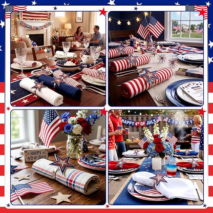 Geiserailie 6 Pieces Patriotic Napkin Rings 4th of July Star Napkin Ring Holder - Image 6