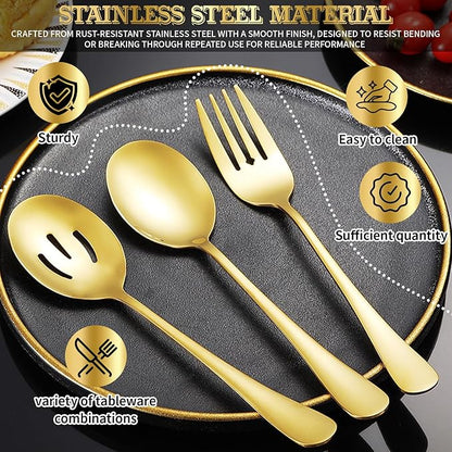 30pcs Stainless Steel Serving Utensils Set for Parties &Buffets, Catering, Banquets, Weddings and Events (GOLD)