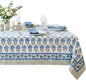 ATOSII Roma Blue 100% Cotton Boho Square Fall Tablecloth, Handblock Floral Print Table Cloth Linen for Kitchen Dining I Parties, Outdoors, Weddings, Christmas, Thanksgiving Decor 60 X 60 Inches