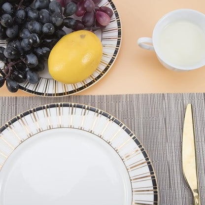 SLKQG Sliver Placemats Set of 8 - Easy Clean Modern Durable Washable Vinyl Place Mats - Heat Resistant Placemats for Kitchen Table - PVC Table Mats for Dining Table (Sliver, 8)