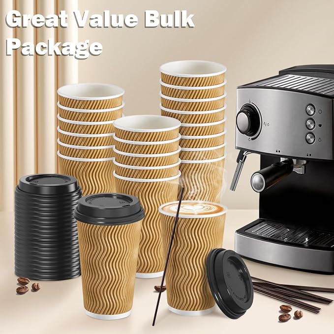 SIUQ 90 Pack 16 oz Disposable Coffee Cups - Image 4